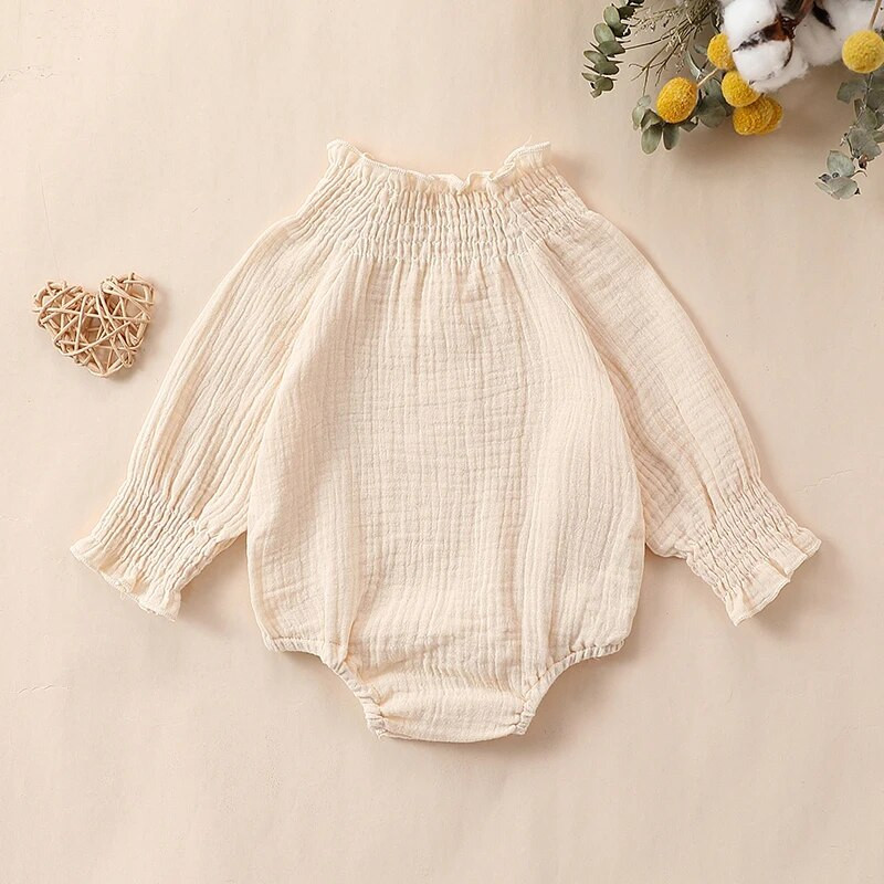 Őszi csecsemő kislány pólós hercegnő hosszú ujjú redős, tömör fodros kombiné mindennapi alkalomra