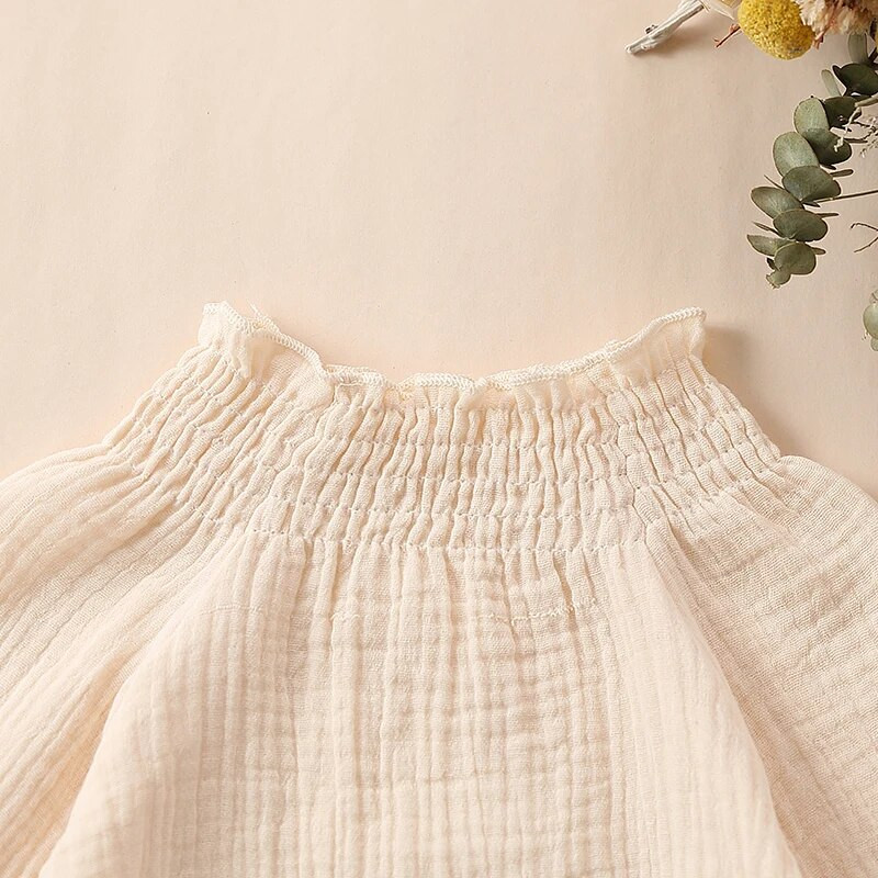 Őszi csecsemő kislány pólós hercegnő hosszú ujjú redős, tömör fodros kombiné mindennapi alkalomra