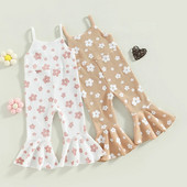 2023-02-13 Lioraitiin 0-5 ετών Νήπια Κορίτσια Summer Romper Sling Jumpsuit Αμάνικη ζαρτιέρες Floral παντελόνι με καμπάνα
