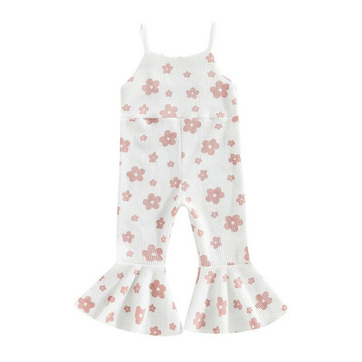 2023-02-13 Lioraitiin 0-5 ετών Νήπια Κορίτσια Summer Romper Sling Jumpsuit Αμάνικη ζαρτιέρες Floral παντελόνι με καμπάνα