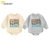 ma&baby 0-18M Νεογέννητο Βρέφος Αγοράκι Κοριτσάκι Rompers casual μακρυμάνικο γράμμα εκτύπωσης Φθινοπωρινή ανοιξιάτικη φόρμα