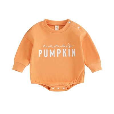 ma&baby 0-18M Απόκριες Βρέφος Νεογέννητο Μωρό Αγόρι Κορίτσι Romper Επιστολή κολοκύθας τύπωμα μακρυμάνικη φόρμα Ζεστή παιδική στολή D05
