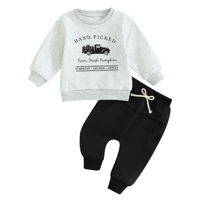 ma&baby 0-3Y Halloween Toddler Νεογέννητο Βρέφος Αγόρια Ρούχα Σετ Κοστούμια Γράμμα κολοκύθας στάμπα αυτοκινήτου Μακρυμάνικα μπλουζάκια Παντελόνια Κοστούμια