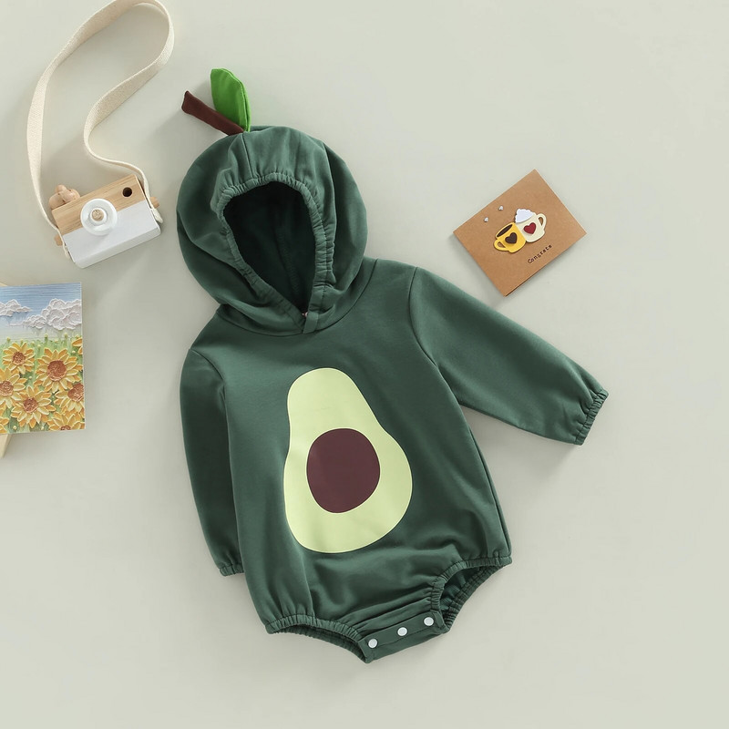 ma&baby 0-18M Újszülött Baba Fiú Lány Romper Aranyos Hosszú ujjú Avokádó Jumpsuit őszi tavaszi ruházat jelmezek