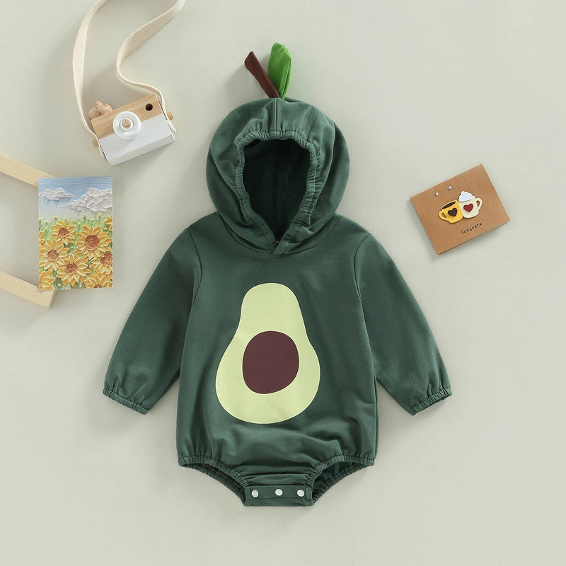 ma&baby 0-18M Újszülött Baba Fiú Lány Romper Aranyos Hosszú ujjú Avokádó Jumpsuit őszi tavaszi ruházat jelmezek