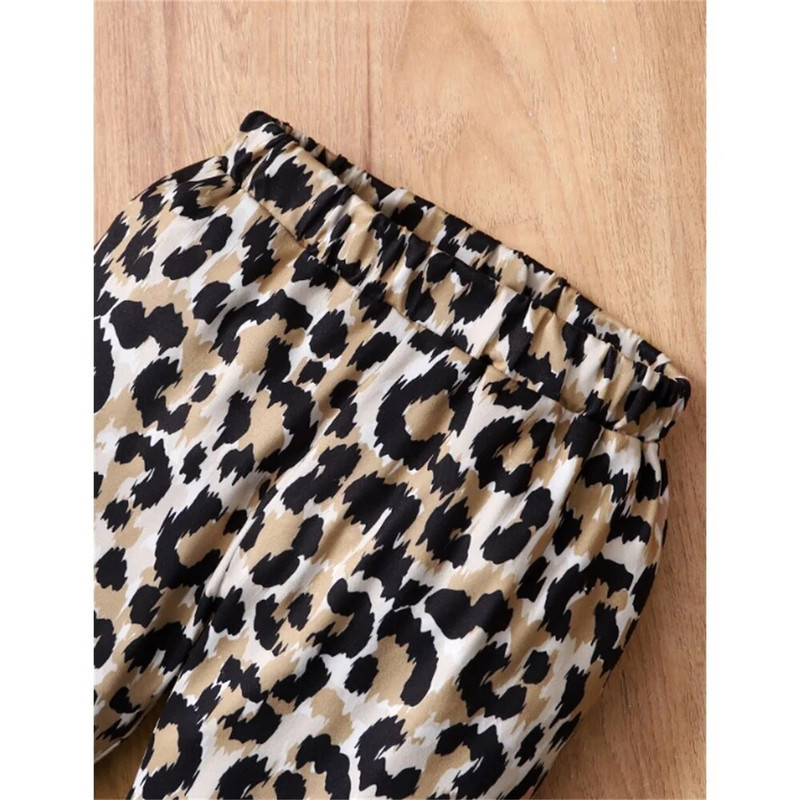 2 DB Baby Girl divatruha szett Love Print hosszú ujjú felső+Leopárdmintás nadrágok Őszi ruházat kisgyermek lánynak 3-12 hónapig