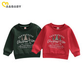 Ma&Baby 0-3Y Χριστουγεννιάτικο νεογέννητο μπλουζάκι μωρό αγόρι κοριτσάκι με μακρυμάνικο γράμμα δέντρο μπλούζες Χριστουγεννιάτικες στολές