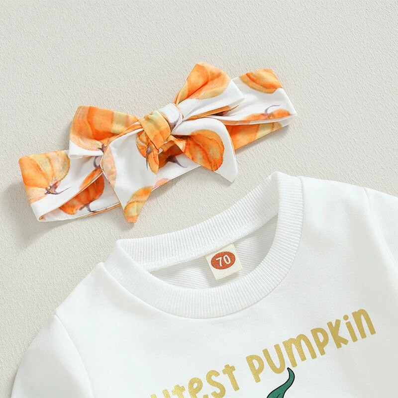 ma&baby 0-3Y Halloween baba lányoknak ruha készletek sütőtök mintás hosszú ujjú felsők nadrágok fejpánt őszi ruhák jelmezek