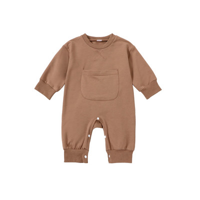 Ma&baby 0-18M Νεογέννητο Βρέφος Βρεφικά αγόρια Κορίτσια Ολόσωμη φόρμα μονόχρωμη μακρυμάνικη τσέπη ρόμπες φθινοπωρινής άνοιξης Casual ενδύματα για μικρά παιδιά