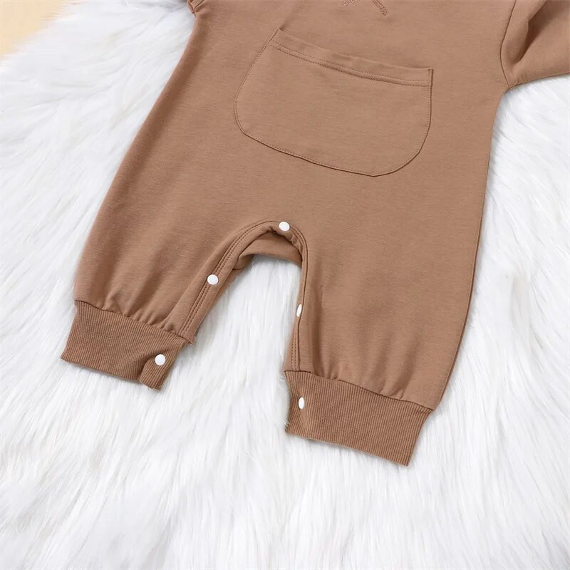 ma&baby 0-18M újszülött csecsemő csecsemő fiú fiú lány jumpsuit egyszínű hosszú ujjú zsebnadrág őszi tavaszi alkalmi kisgyermek ruházat