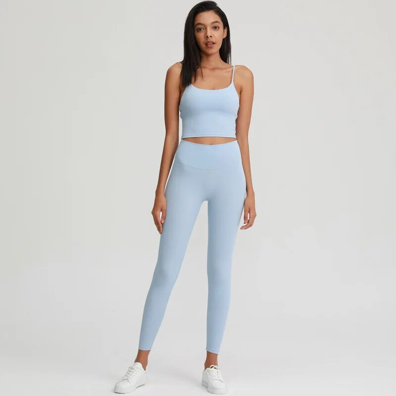 Naked Feel jóga szett női sportruha tornatermi ruházat edzéskészlet 2 db magas derekú fitnesz leggings + sportmelltartó, női sportruha