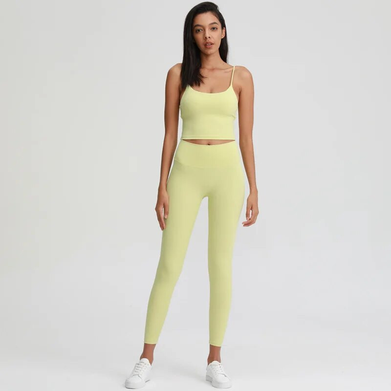 Naked Feel jóga szett női sportruha tornatermi ruházat edzéskészlet 2 db magas derekú fitnesz leggings + sportmelltartó, női sportruha