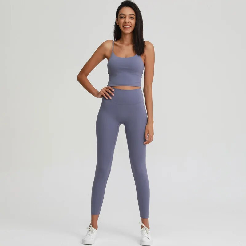 Naked Feel jóga szett női sportruha tornatermi ruházat edzéskészlet 2 db magas derekú fitnesz leggings + sportmelltartó, női sportruha