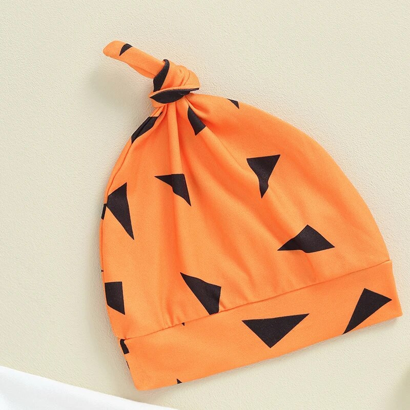 Kislányok Fiúk Halloween ruhák Levélmintás hosszú ujjú nadrágok Geometry Print Hosszú nadrág sapka 3 db őszi ruhakészlet