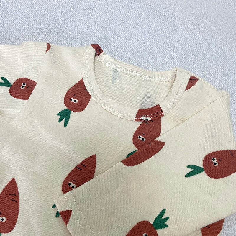 2023 őszi újdonság Gyerekeknek Baba Lányok Fiúk Teljes ujjú Nyomtatott ingek+nadrágok Újszülött csecsemők pamut otthoni ruházat tipegő szett 2db