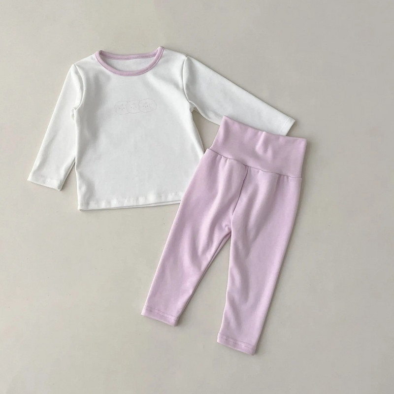 Pamut őszi babaruha szett: uniszex csecsemő hosszú ujjú felső+nadrág, magas derekú hastámasz - kényelmes otthoni hálóruha 0-3Y