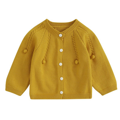 ma&baby 0-24M Νεογέννητο Βρέφος Κοριτσάκι Πλεκτό Ζακέτα Μονόχρωμο Πλεκτό Πουλόβερ με Κουμπί Χειμωνιάτικο Ζεστό Μακρυμάνικο Ρούχο