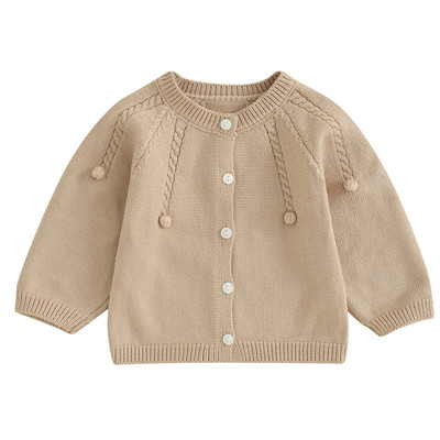 ma&baby 0-24M Νεογέννητο Βρέφος Κοριτσάκι Πλεκτό Ζακέτα Μονόχρωμο Πλεκτό Πουλόβερ με Κουμπί Χειμωνιάτικο Ζεστό Μακρυμάνικο Ρούχο