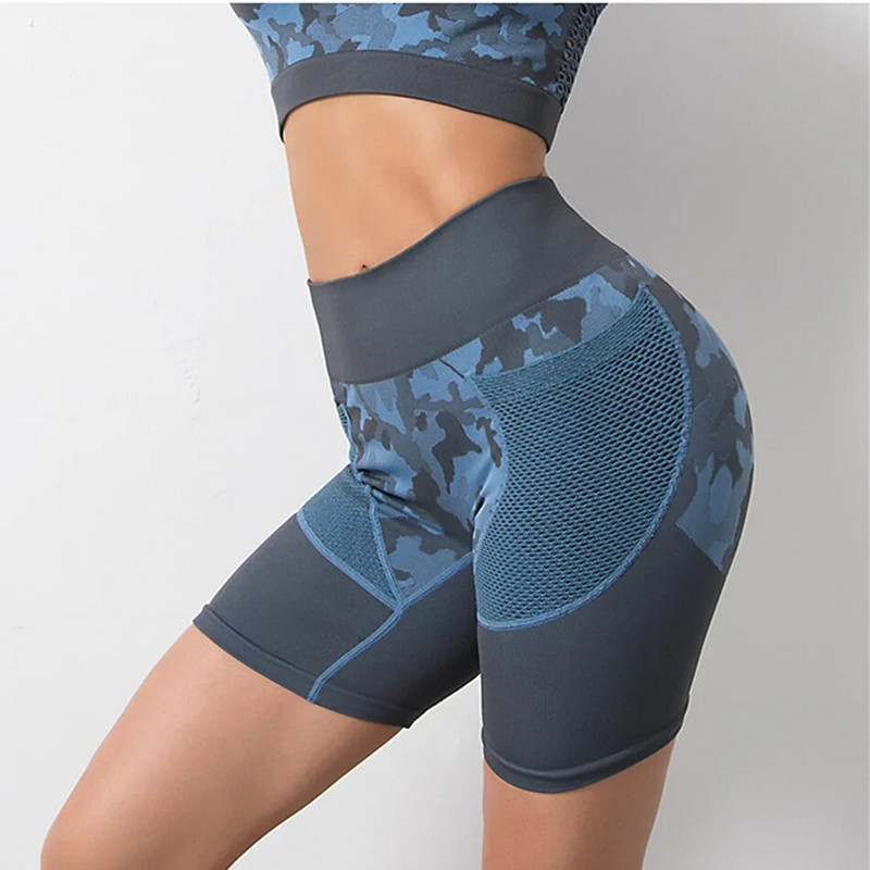 2 db-os terepszínű szett női jóga öltöny sport szett edzőterem edzés ruhák hosszú ujjú fitnesz felső magas derekú varrat nélküli Camo leggings