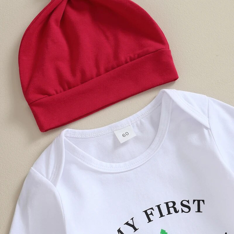 Baby Girls 3 DB nadrág szettek fehér hosszú ujjú levélmintás kockás nadrág kalapkészletek