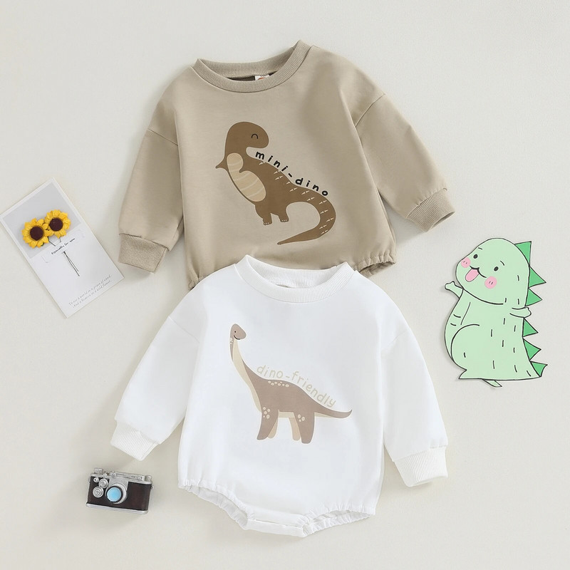 ma&baby 0-18M Tipegő Újszülött Kisfiú Lány Nyomdász Aranyos Dinoszaurusz mintás Hosszú ujjú Jumpsuit Playsuit Őszi tavaszi ruházat