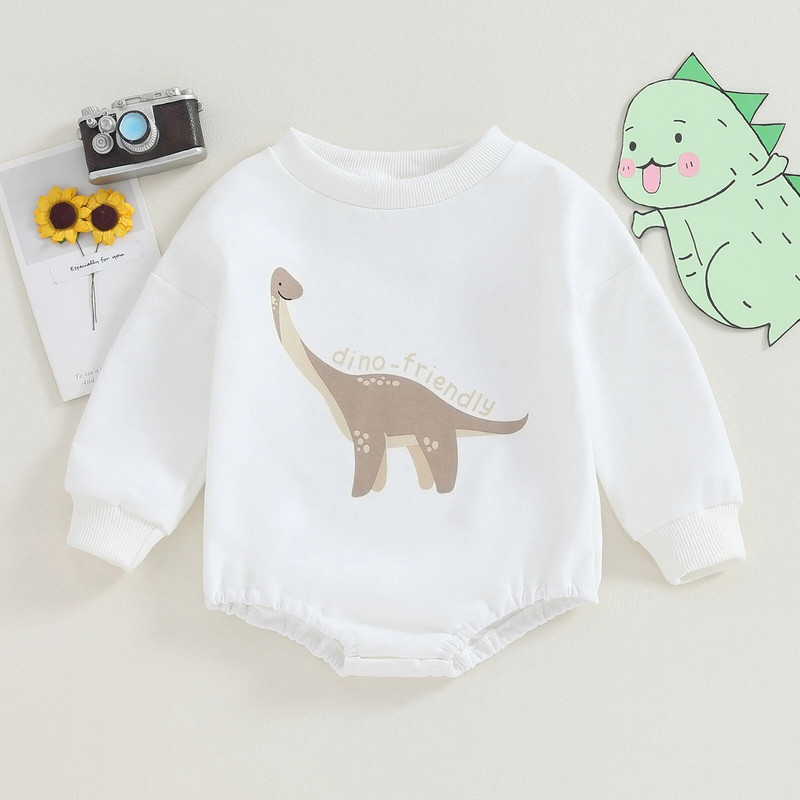 ma&baby 0-18M Tipegő Újszülött Kisfiú Lány Nyomdász Aranyos Dinoszaurusz mintás Hosszú ujjú Jumpsuit Playsuit Őszi tavaszi ruházat