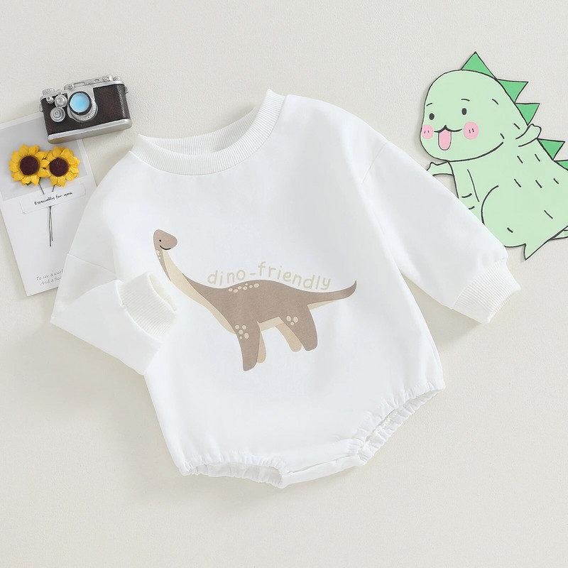 ma&baby 0-18M Tipegő Újszülött Kisfiú Lány Nyomdász Aranyos Dinoszaurusz mintás Hosszú ujjú Jumpsuit Playsuit Őszi tavaszi ruházat