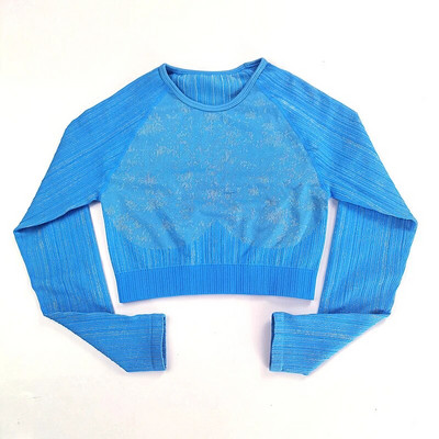 Rid Seamless Yoga Set Női 2db Kétrészes, Hosszú ujjú Crop Top póló Leggings Outfit Ruhák Tornatermi viselet Fitnesz öltöny Sport szettek