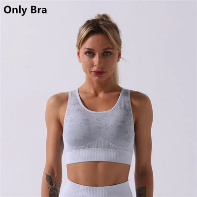 Rid Seamless Yoga Set Női 2db Kétrészes, Hosszú ujjú Crop Top póló Leggings Outfit Ruhák Tornatermi viselet Fitnesz öltöny Sport szettek