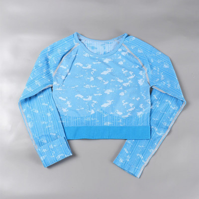 Rid Seamless Yoga Set Női 2db Kétrészes, Hosszú ujjú Crop Top póló Leggings Outfit Ruhák Tornatermi viselet Fitnesz öltöny Sport szettek