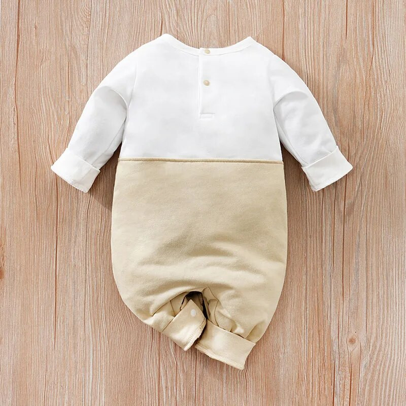 Tavaszi és őszi fiúk és lányok karácsonyi stílusú, aranyos jávorszarvas mintás hosszú ujjú babaruha Body