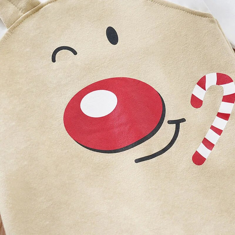 Tavaszi és őszi fiúk és lányok karácsonyi stílusú, aranyos jávorszarvas mintás hosszú ujjú babaruha Body