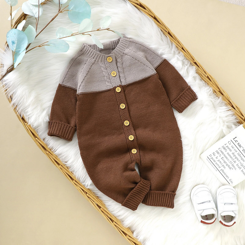 ma&baby 0-24M Újszülött csecsemő Lányok Fiúk Meleg Jumper Kötött Hosszú ujjú Gombos Nyomdász Téli Őszi Ruhák