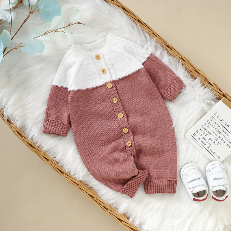 ma&baby 0-24M Újszülött csecsemő Lányok Fiúk Meleg Jumper Kötött Hosszú ujjú Gombos Nyomdász Téli Őszi Ruhák