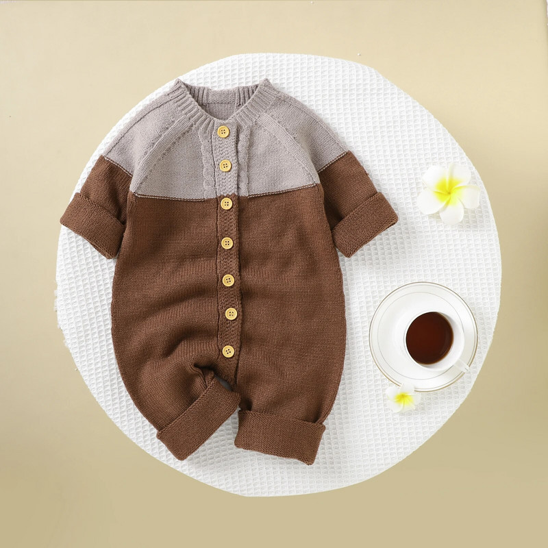 ma&baby 0-24M Újszülött csecsemő Lányok Fiúk Meleg Jumper Kötött Hosszú ujjú Gombos Nyomdász Téli Őszi Ruhák