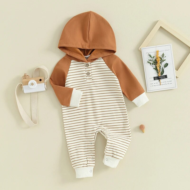 ma&baby 0-12M újszülött csecsemő csecsemő fiú fiú lány jumpsuit hosszú ujjú csíkos nadrág Alkalmi őszi tavaszi kisgyermek ruházat