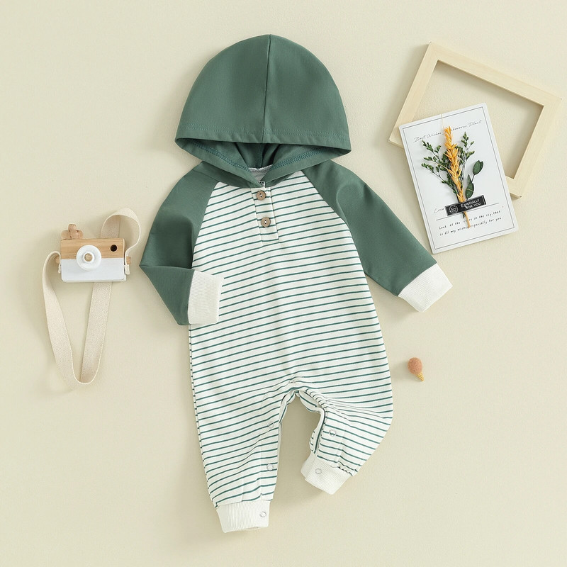 ma&baby 0-12M újszülött csecsemő csecsemő fiú fiú lány jumpsuit hosszú ujjú csíkos nadrág Alkalmi őszi tavaszi kisgyermek ruházat