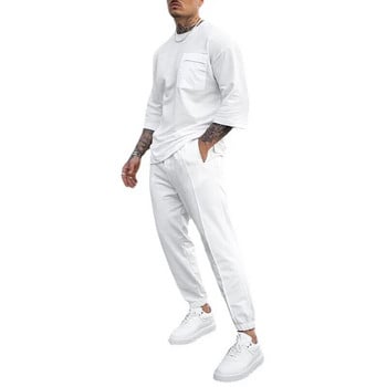 Καλοκαίρι 2023 Νέο αθλητικό κοστούμι ανδρικά σετ Streetwear Trend Casual Λευκά μπλουζάκια και παντελόνια Ανδρικά κοστούμια δύο τεμαχίων