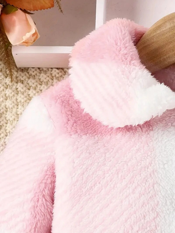 Őszi lányruha Rózsaszín sarkvidéki bolyhos kabát téli alkalmi dzseki babaruházat meleg felső aranyos