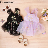 Prowow 0-12M Baby Girls Ruhák Nyári Hímzés Virágos Princess Tüll ruha Születésnapi Body Csecsemők Újszülött ruhák
