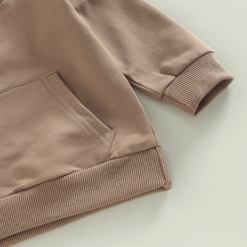 Kisgyermekek kisfiúk lányok őszi téli ruhakészletek tömör hosszú ujjú zsebes pulóverek + húzózsinóros hosszú nadrágok sportruházati felszerelések