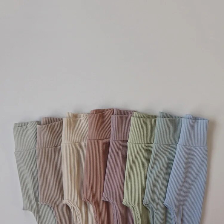 2649A babanadrág 2022 őszi baba leggings PP nadrág fiúk és lányok többszínű gödör magas derekú hasi nadrágok kisgyermekek nagy popsi nadrágok