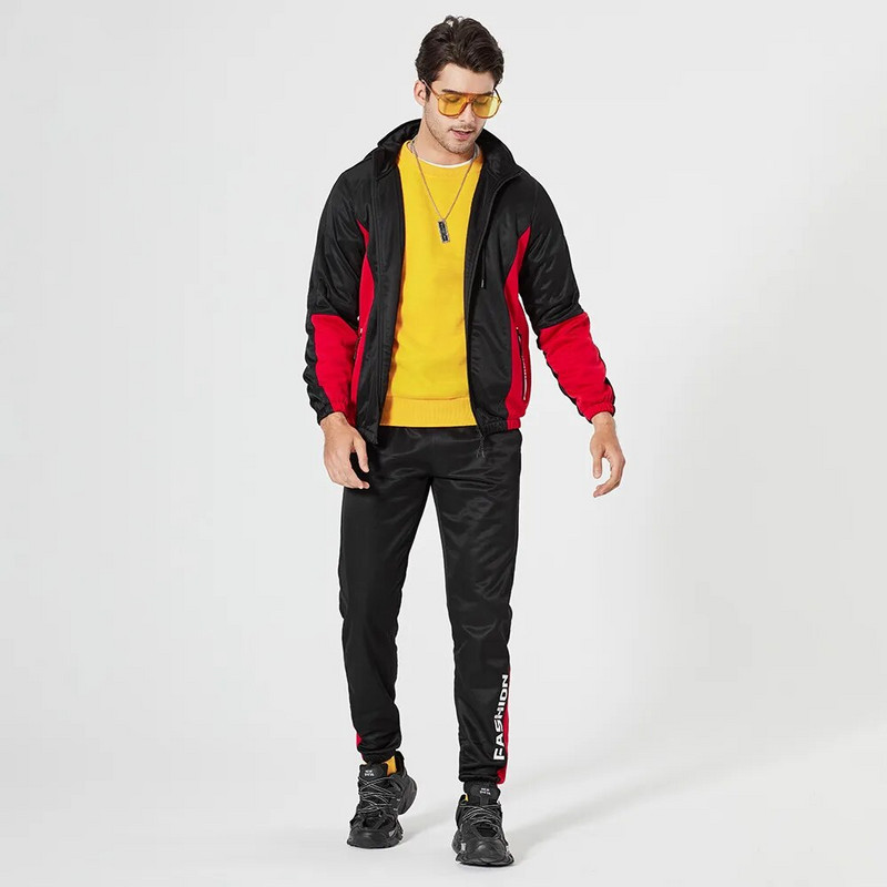 Alkalmi sportruha férfi gyűjthető sapka dzseki sportnadrág 2 részes készletek állógallér Divatos hosszú ujjú öltöny férfi tréningruha