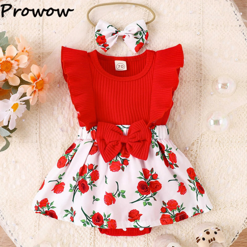 Prowow 0-18M csecsemő pólós ruha, ujjas, patchwork virágmintás Body csecsemőknek, újszülött lányoknak