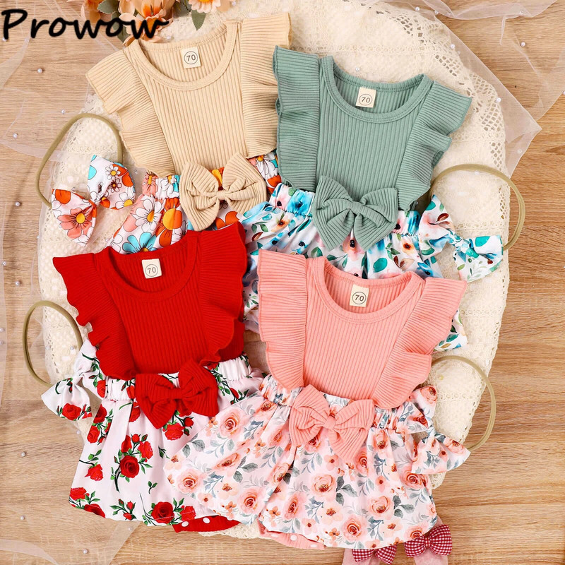 Prowow 0-18M csecsemő pólós ruha, ujjas, patchwork virágmintás Body csecsemőknek, újszülött lányoknak