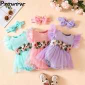 Prowow 0-18M Baby Girls Princess Dresses Ebroidery Floral κορμάκι για νεογέννητα Καλοκαιρινό κοριτσάκι 2023 Ρούχα