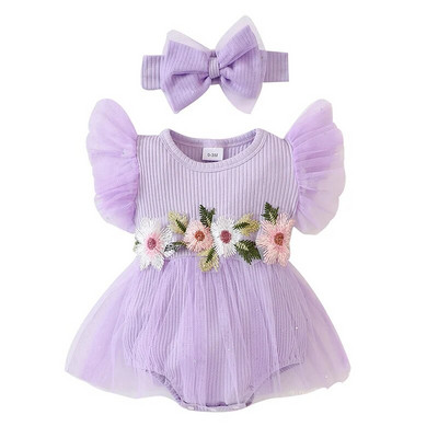 Prowow 0-18M Baby Girls Princess Dresses Ebroidery Floral κορμάκι για νεογέννητα Καλοκαιρινό κοριτσάκι 2023 Ρούχα