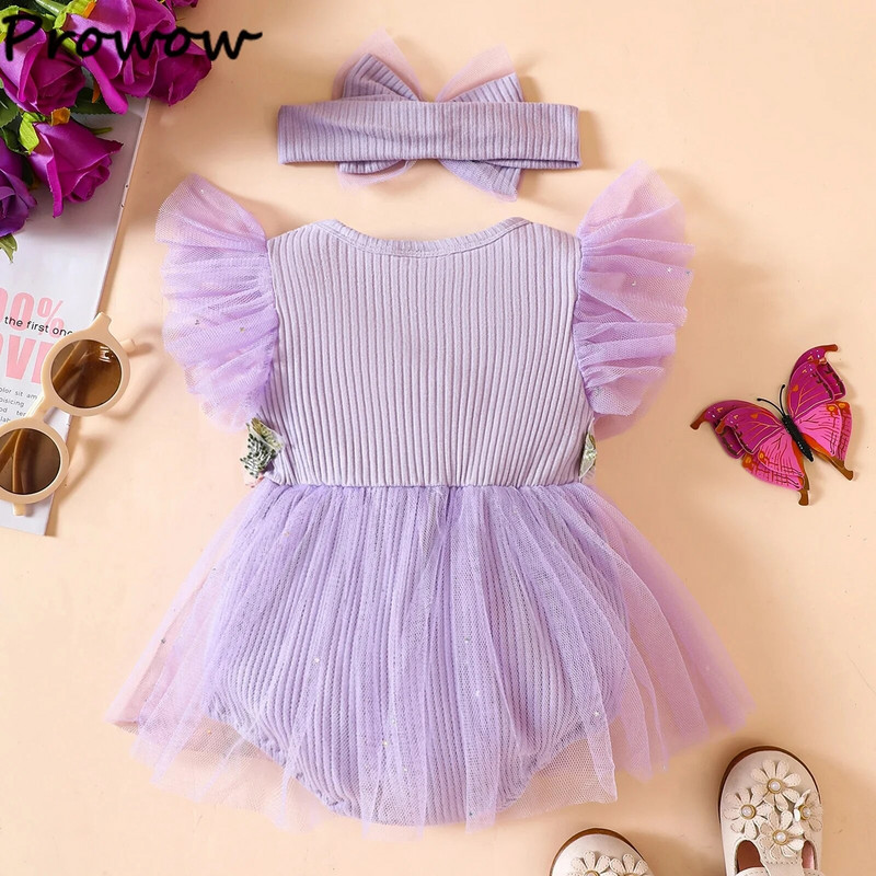 Prowow 0-18M Baby Girl Princess Ruhák Hímzés Virágos Body Újszülöttek Nyári Baby Girl 2023 ruházat