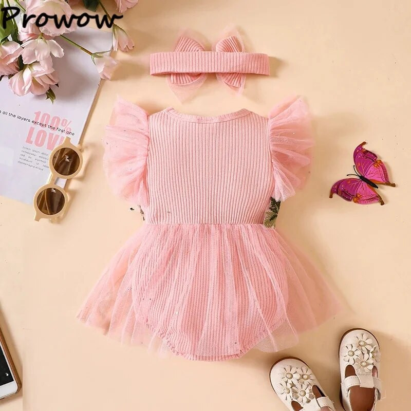 Prowow 0-18M Baby Girl Princess Ruhák Hímzés Virágos Body Újszülöttek Nyári Baby Girl 2023 ruházat