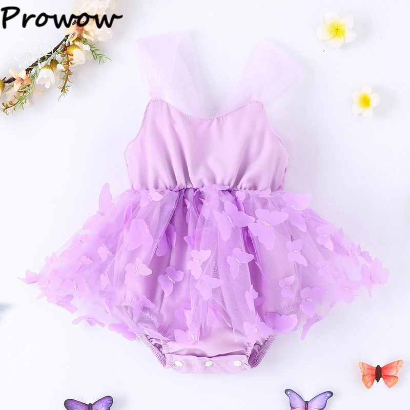 Prowow 0-18M nyári ruhák kislányoknak, 2023-as rátétes pillangós Body Romper Newboron születésnapi hercegnő ruhák